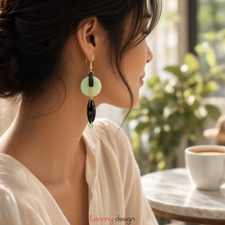 Marble and black onyx earrings